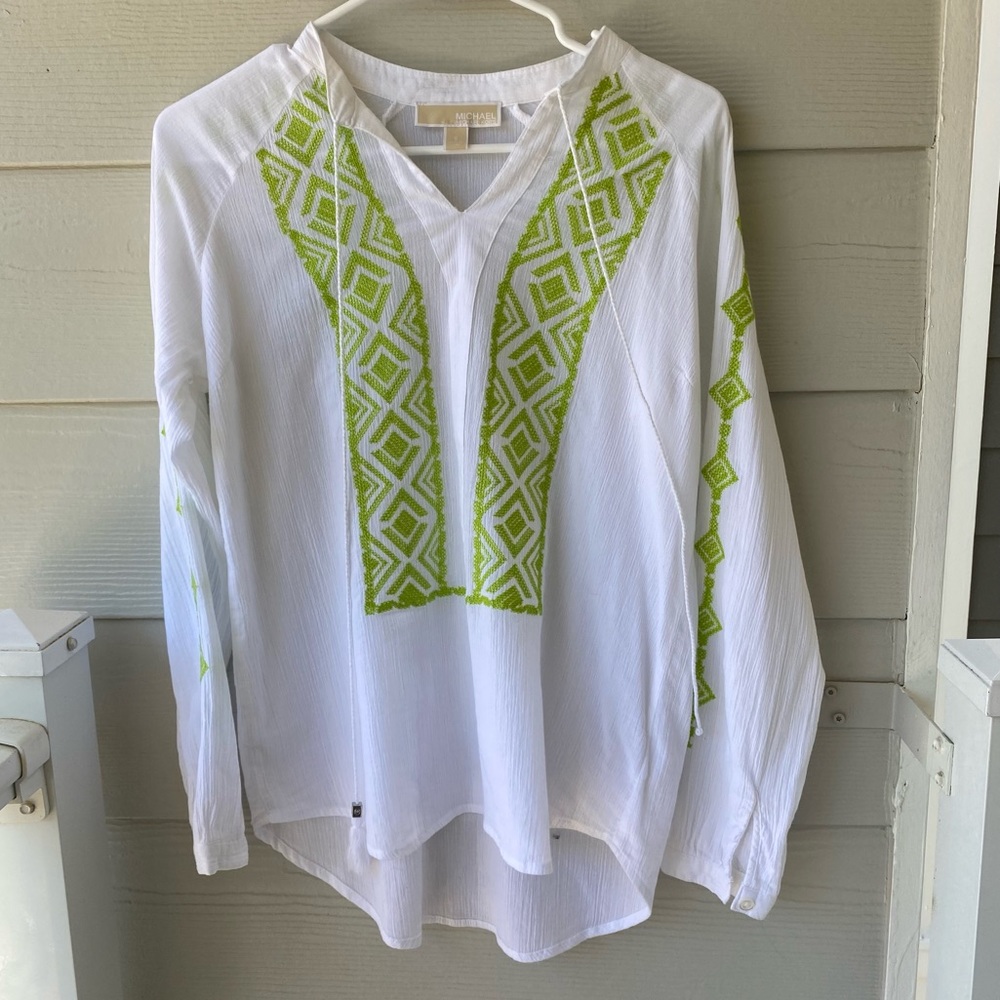 MICHAEL KORS Boho Split Neck Blouse